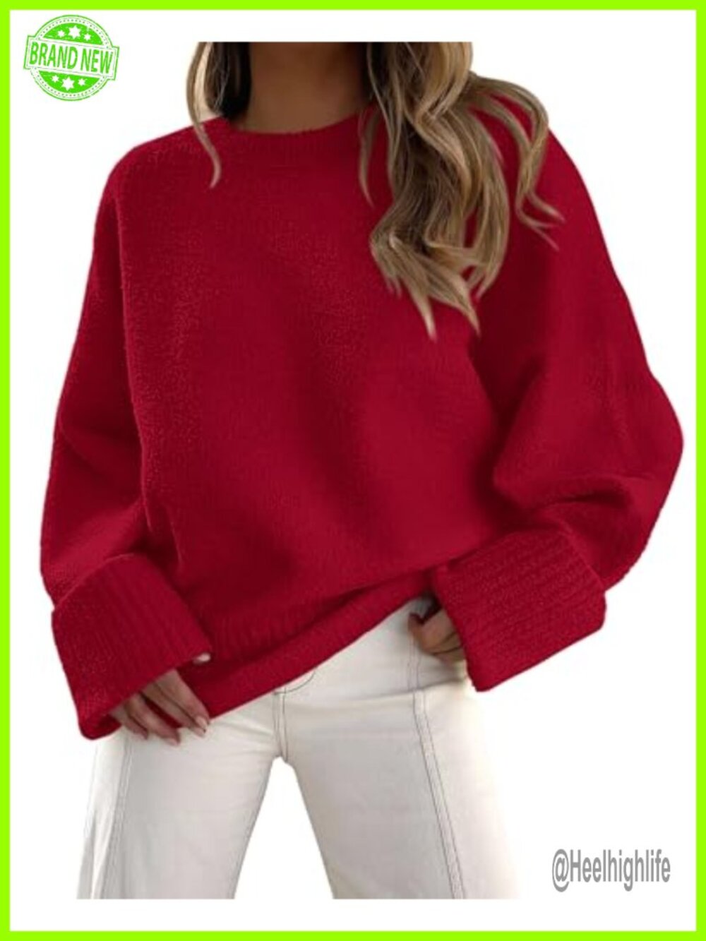 Oversized Fuzzy Crewneck Pullover Sweater Long Sleeve Cozy Warm